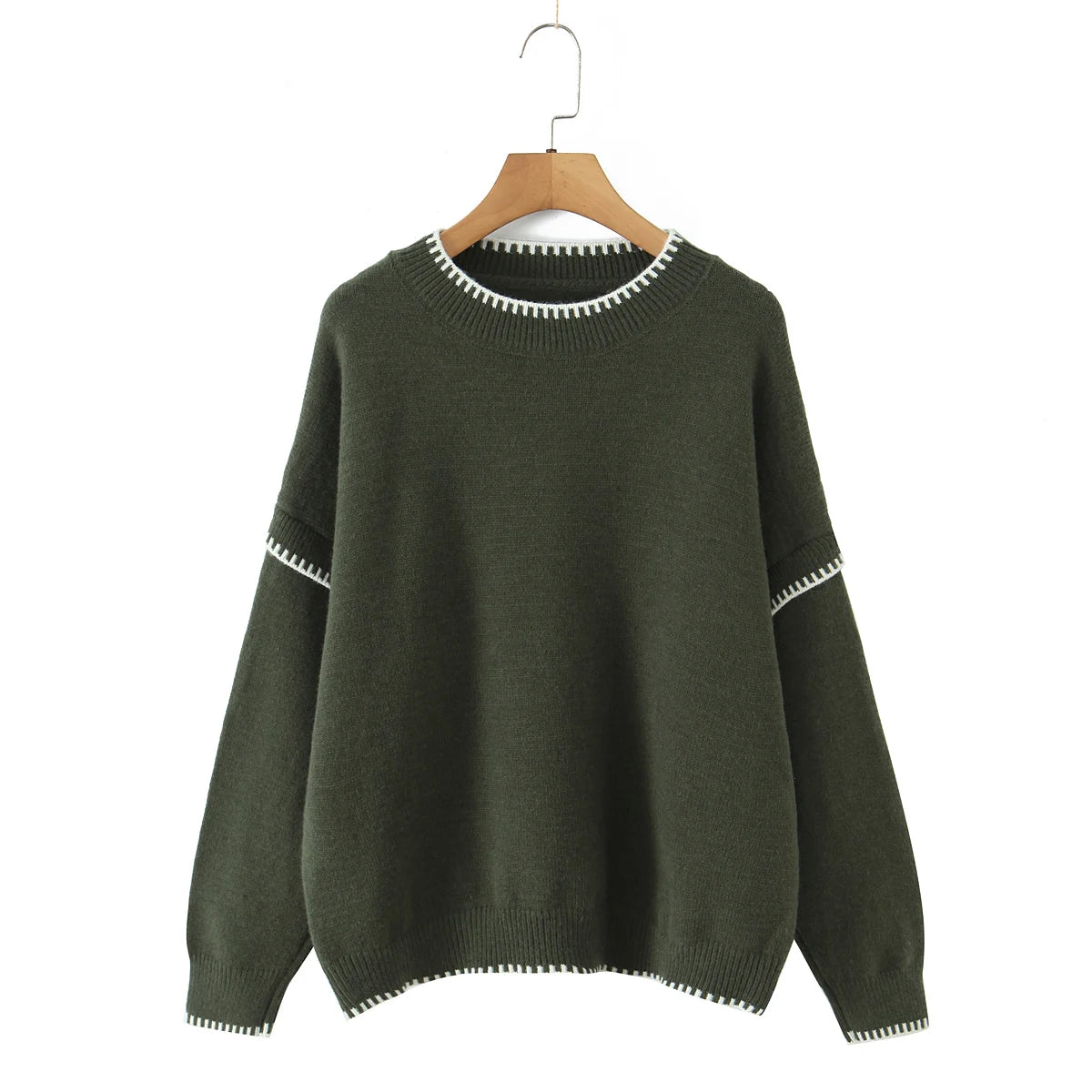 Winter Luxe Contrast Knit — Effortless Chic Pullover Sweater