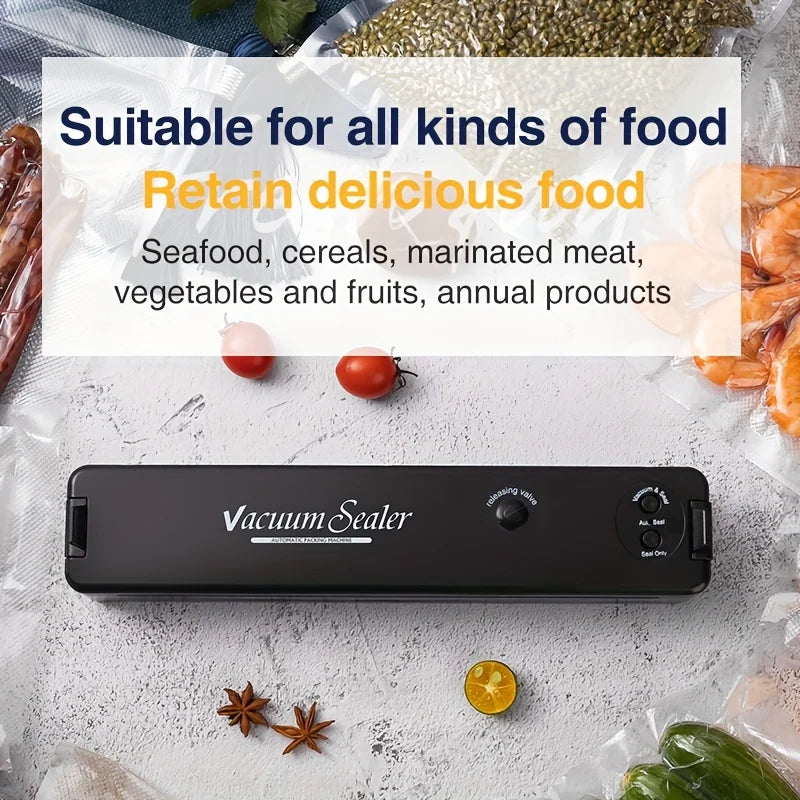 Automatic Food Vacuum Sealer Machine – Dry & Moist Food Saver with 10 Seal Bags for Fresh Storage