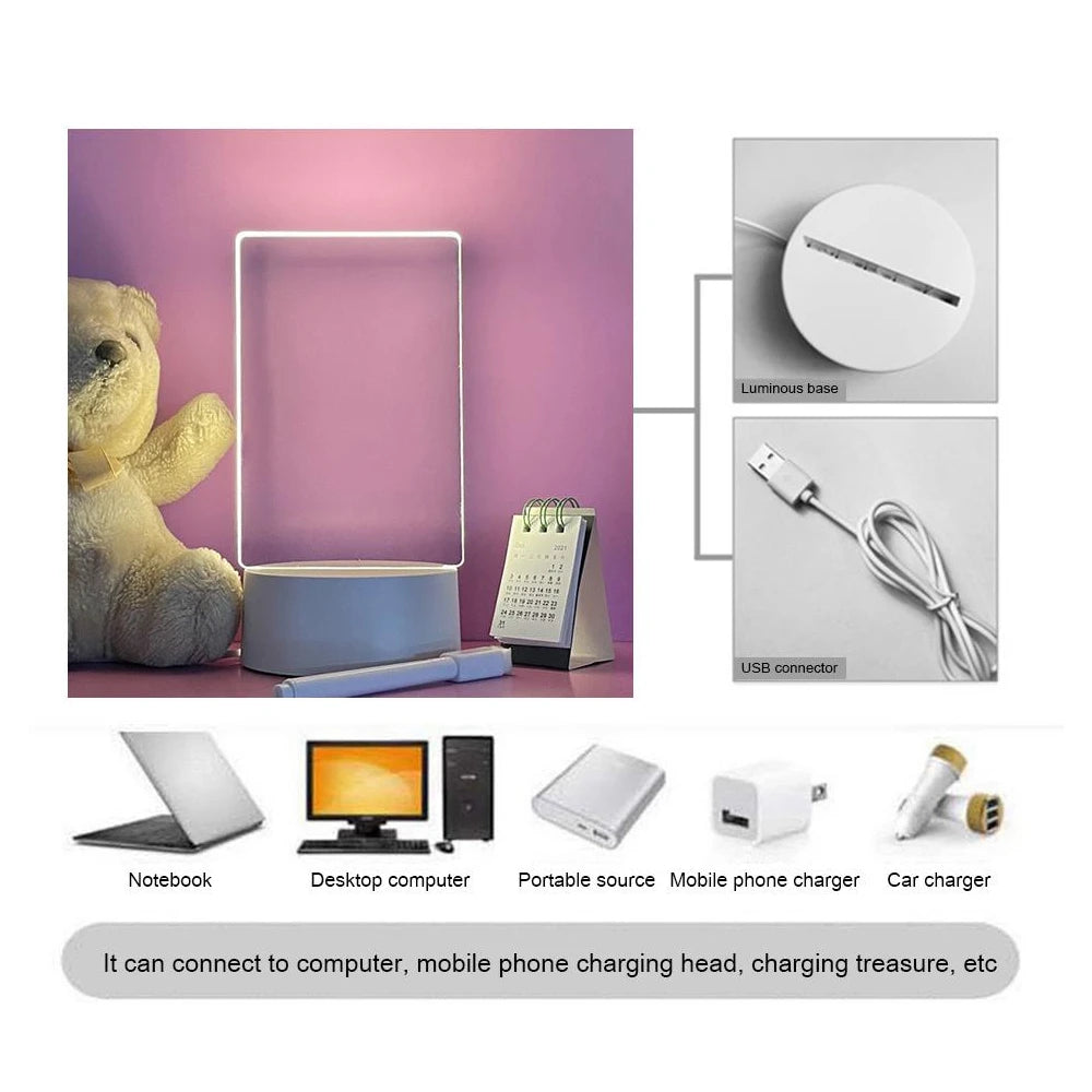 Transparent LED Acrylic Message Night Light