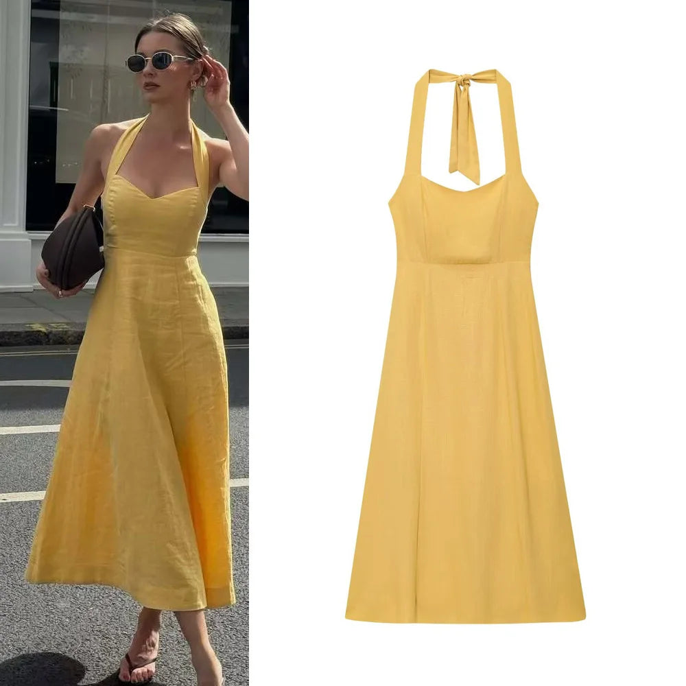 Women’s Backless A-Line Midi Dress