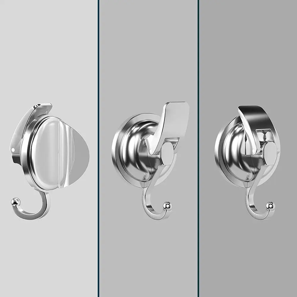 2 Pack Silver Chrome Suction Cup Hooks