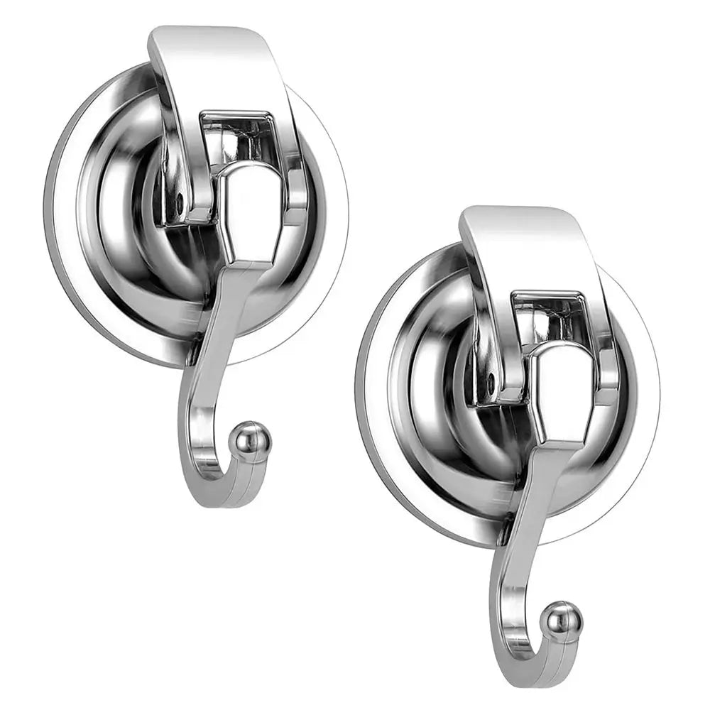 2 Pack Silver Chrome Suction Cup Hooks