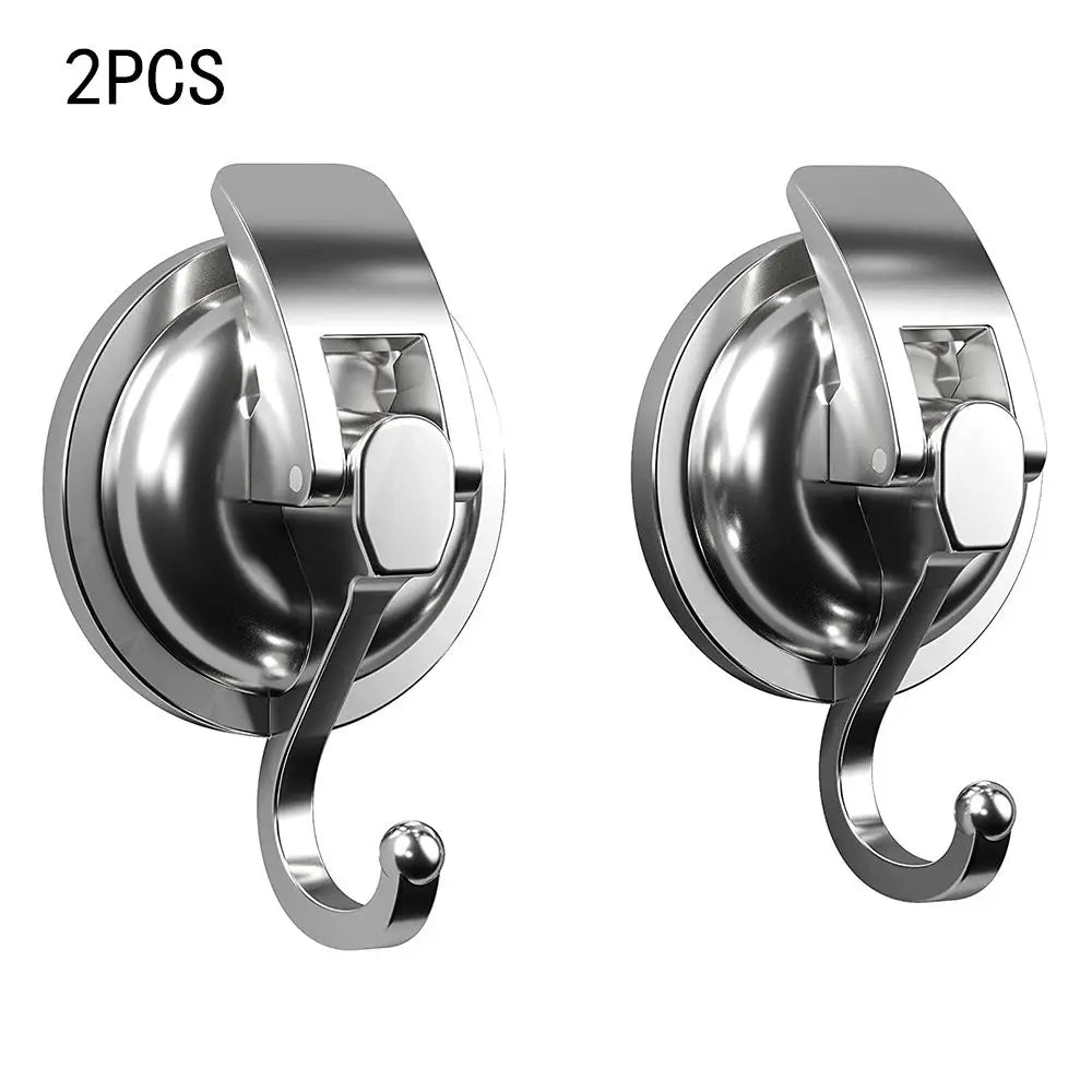 2 Pack Silver Chrome Suction Cup Hooks