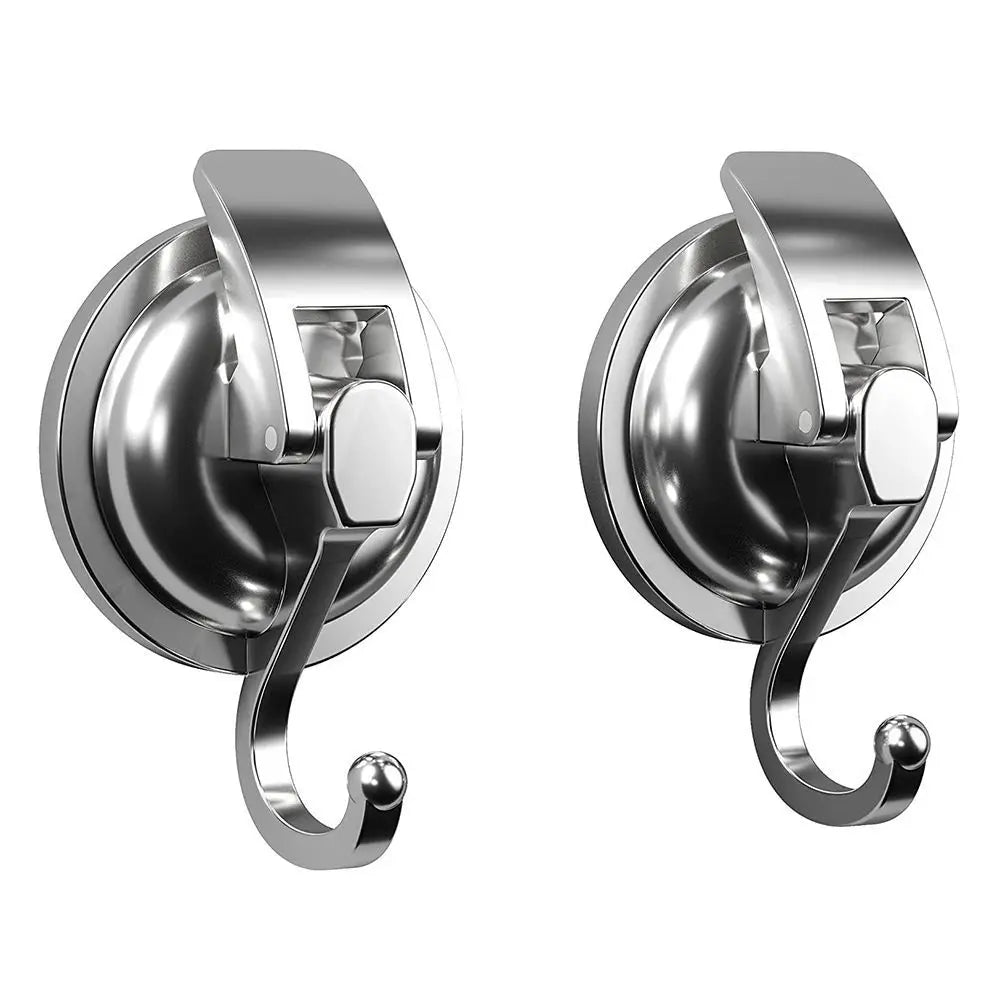 2 Pack Silver Chrome Suction Cup Hooks